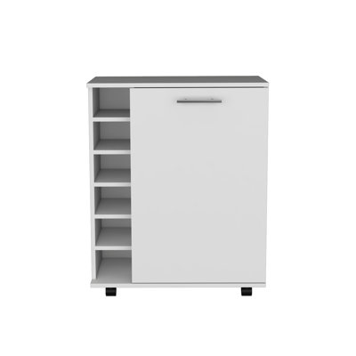 Modern Bar Cart with Integrated Wine Storage, Spacious Cabinet and Smooth Rollers