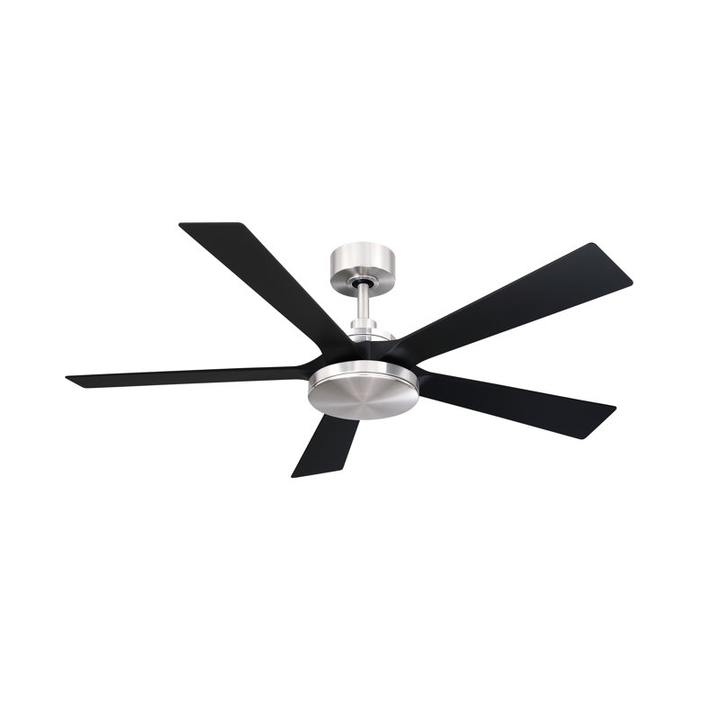 TorchAire 52 inch Indoor/Outdoor Ceiling Fan with LED CCT Select Light Kit - Brushed Nickel with Black blades, Matte Black