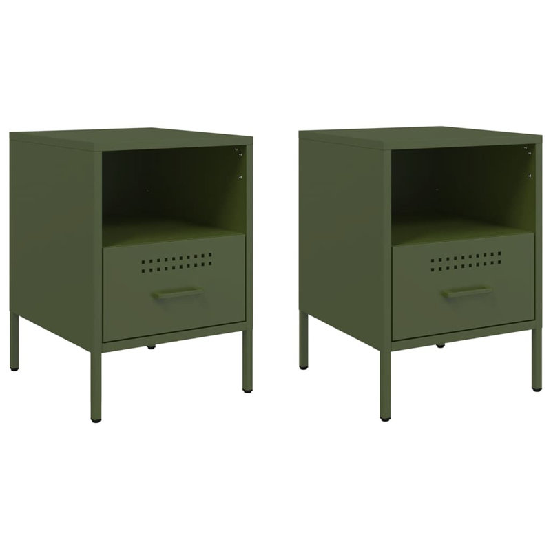 Bedside Cabinets 2 pcs 36x39x50,5 cm Steel, Olive Green