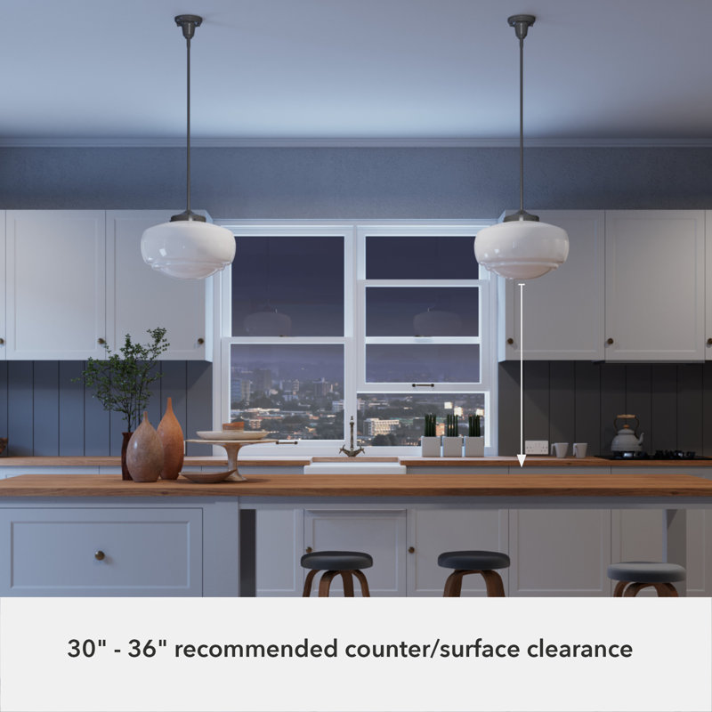 Saddle Creek 1 - Light Single Schoolhouse Pendant with Glass, Black, Seeded, 66.25" H x 7.5" W x 7.5" D