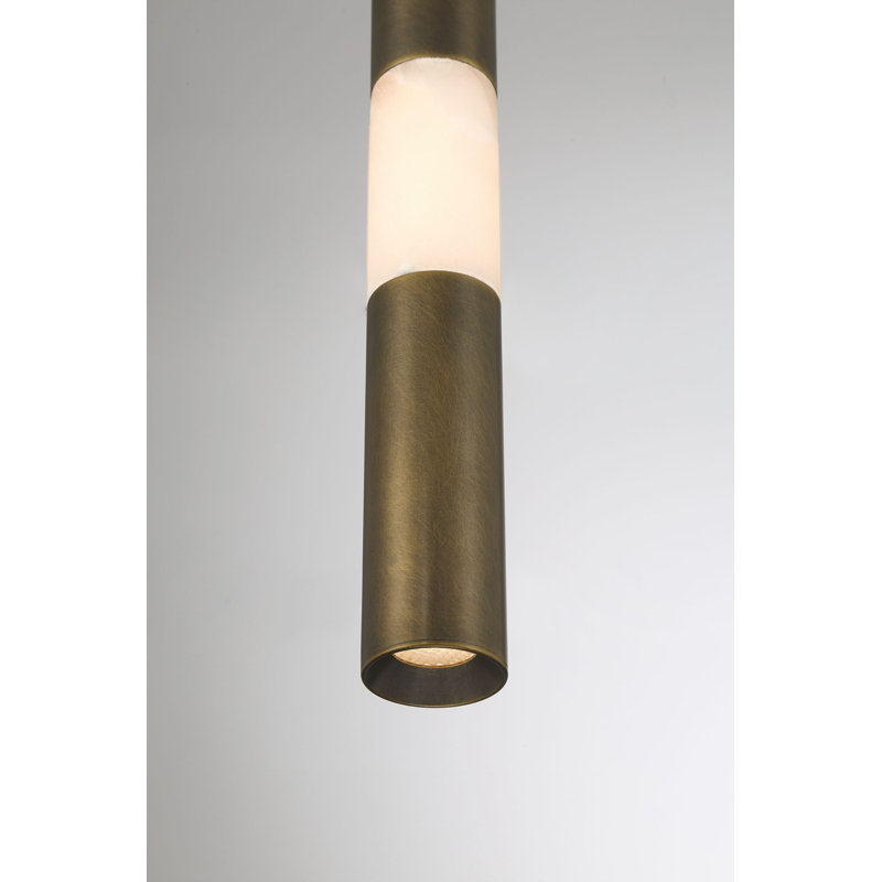 Ronda, luminaire suspendu, 16 po, laiton vieilli, albâtre, Laiton délavé