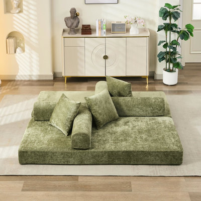 Lit sur pied en chenille, canapé-lit convertible avec accoudoirs, rembourrage en mousse de haute qualité, peu encombrant pour les petits espaces de vie, coussins rabattables confortables, chambre à coucher avec canapé et salon, détente polyvalente