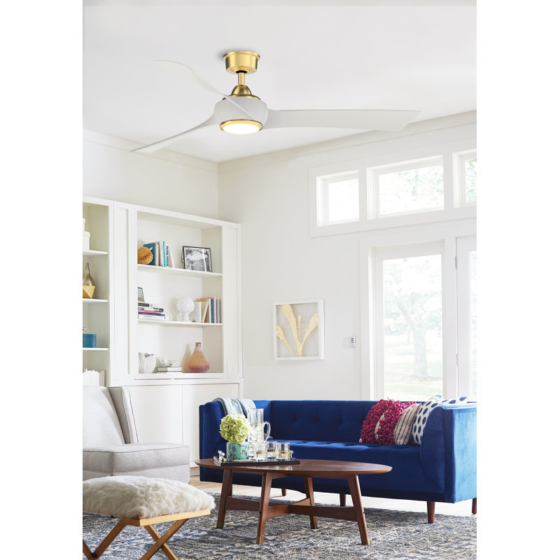 Wrap Custom Indoor/Outdoor Ceiling Fan DC Motor- Brushed Satin Brass, Brushed Satin Brass