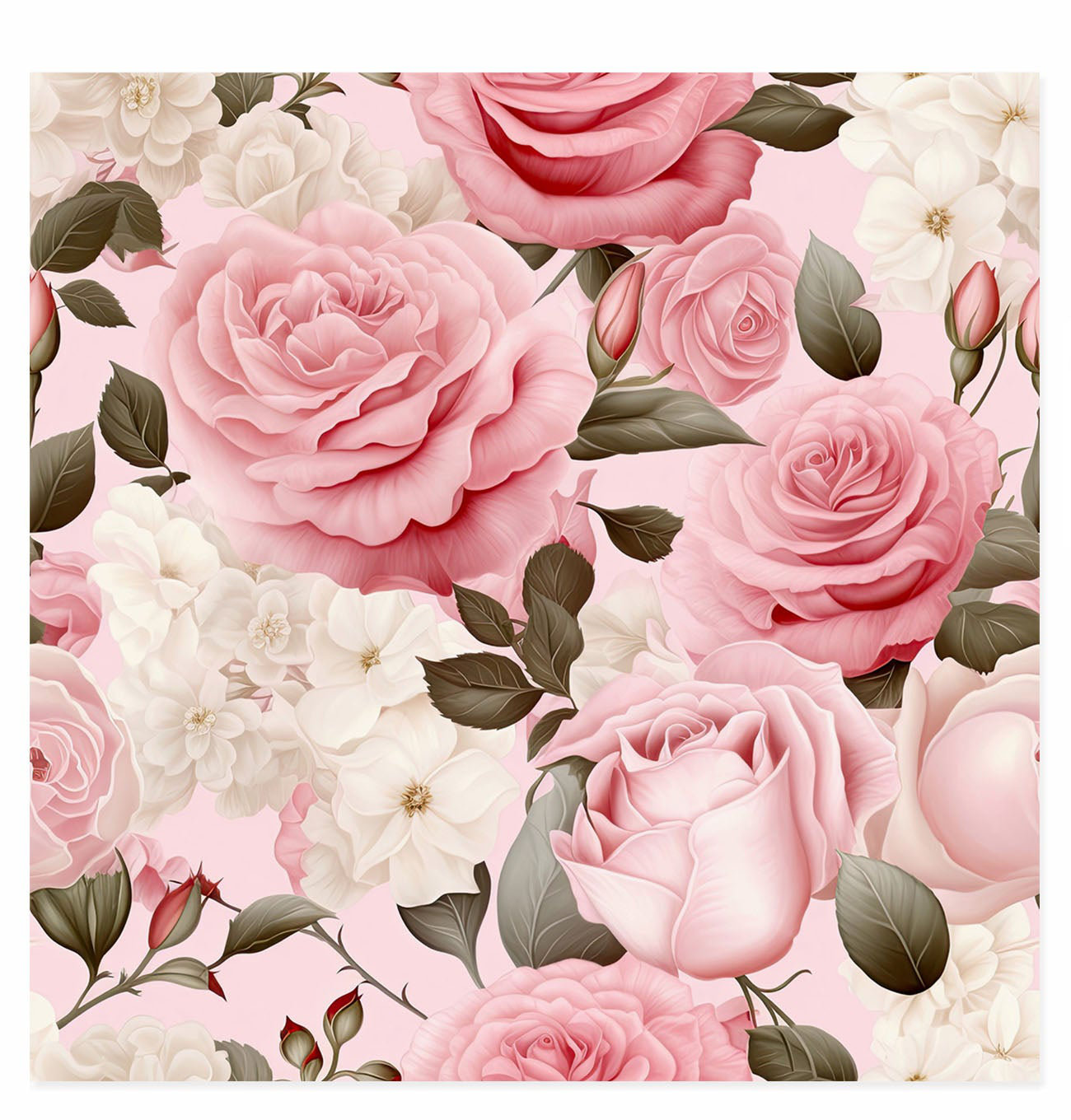 Winston Porter Floral Muted Pink Roses IX Glam Unframed Art Print | Wayfair