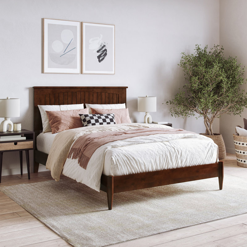  Lit plateforme Amandalee, Double, Noyer