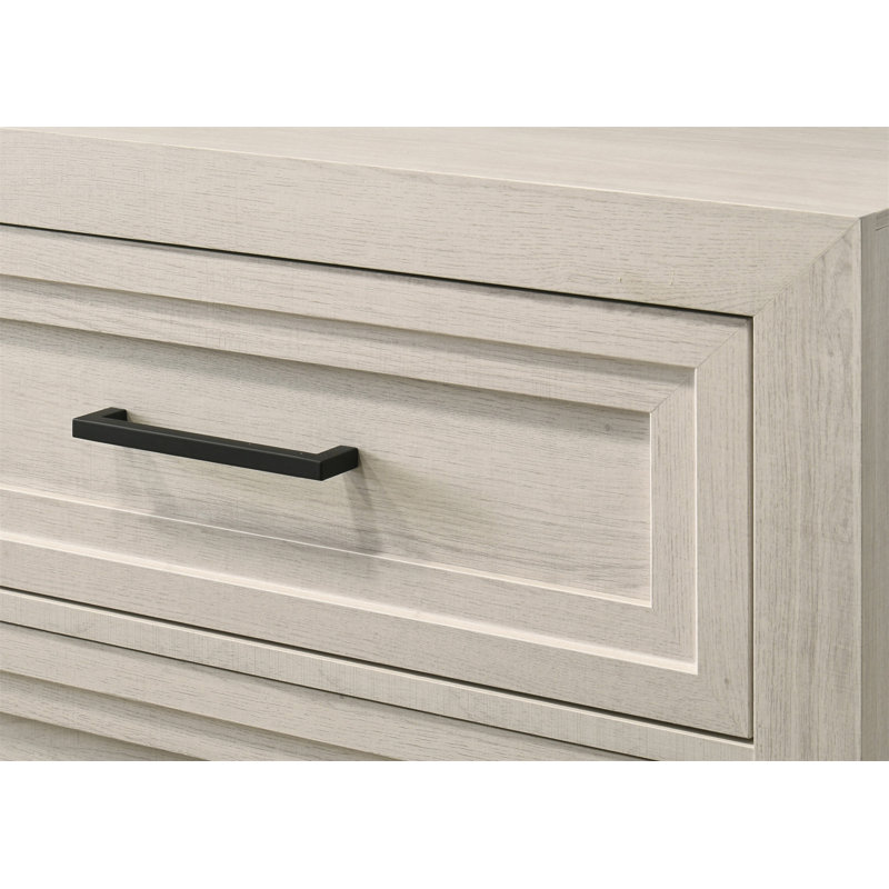 1Pc Contemporary Four Drawer Chest Geometric Design Off-White Finish Wooden Furniture