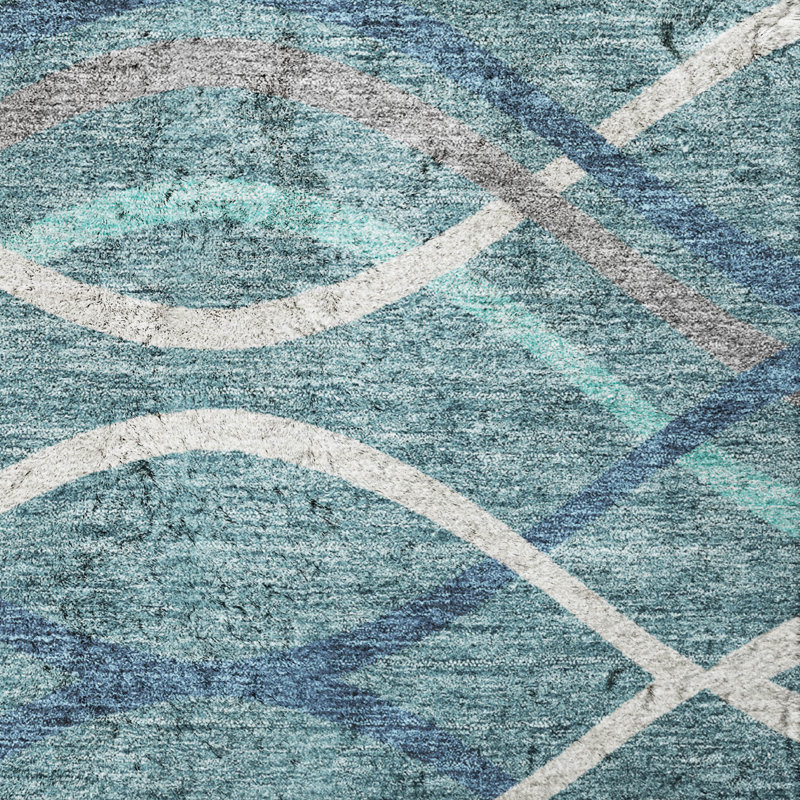 Tapis Dream Shag Waves ADS757, lavable à la machine, de qualité supérieure, Sarcelle, 5' x 7'6"