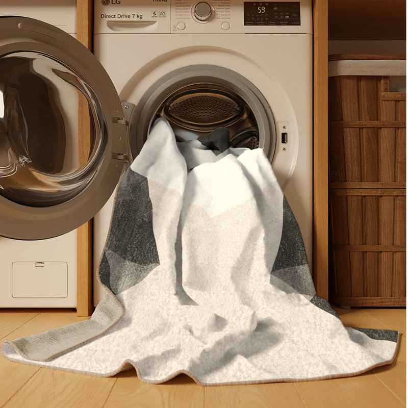 Tapis ovale minimaliste géométrique lavable à la machine - reliure beige, 5x7