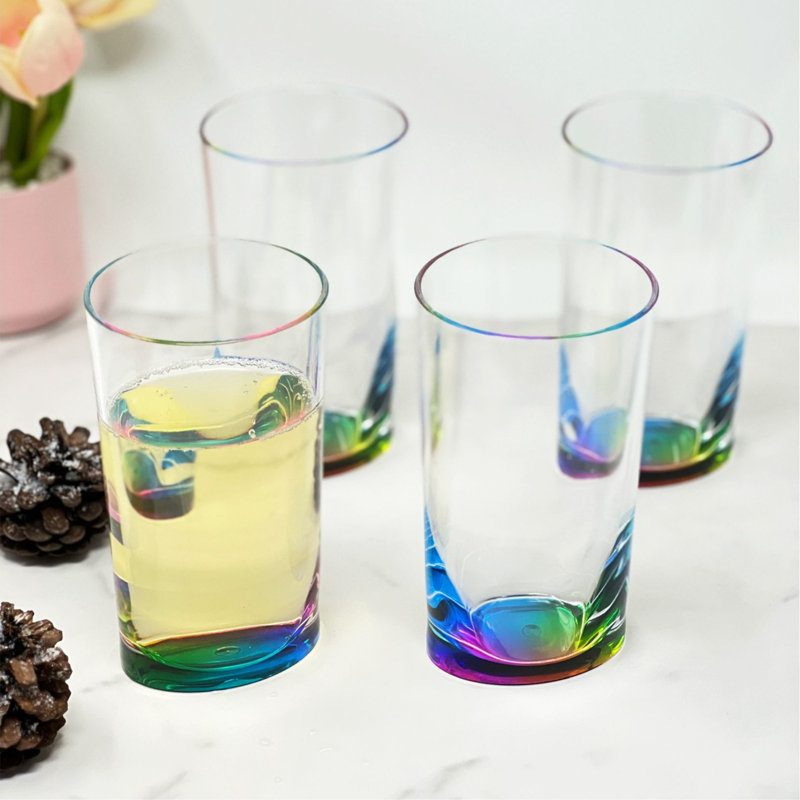 Oval Halo Acrylic Glasses Drinking, Blue/Orange, 15 fl oz