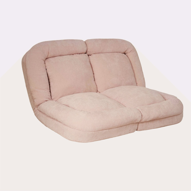 Canapé-lit convertible double escamotable, Tissu rose