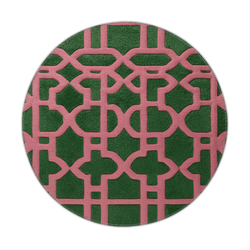 Tapis intérieur et extérieur rose Trellis, Rond 5 pi