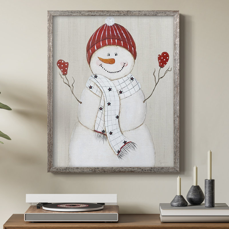Festive Snowman III, reproduction encadrée - bois massif, H 11 po x l 9 po