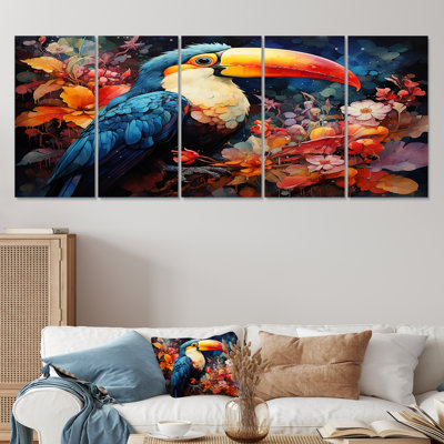 «Tropical Toucan Portrait I - Toucan», ensemble de 5 pièces d'art mural