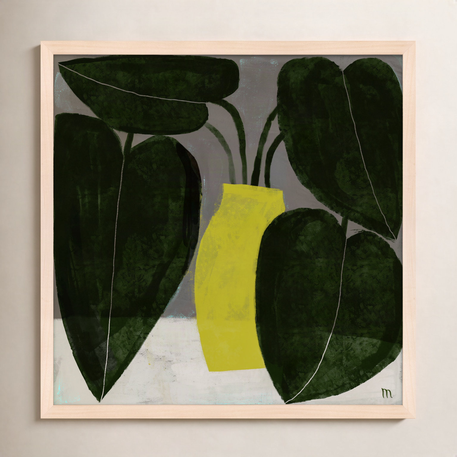 Plant "Plant No. 7" Painting, 44" H x 44" W x 1.25" D, Brown