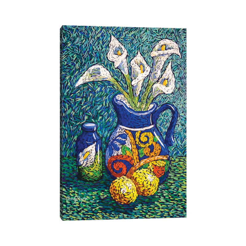Talavera et lis, H 12 po x l 8 po x P 0,75 po, Toile tendue