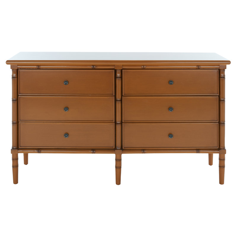  6 Drawer 56" W Double Dresser, Brun