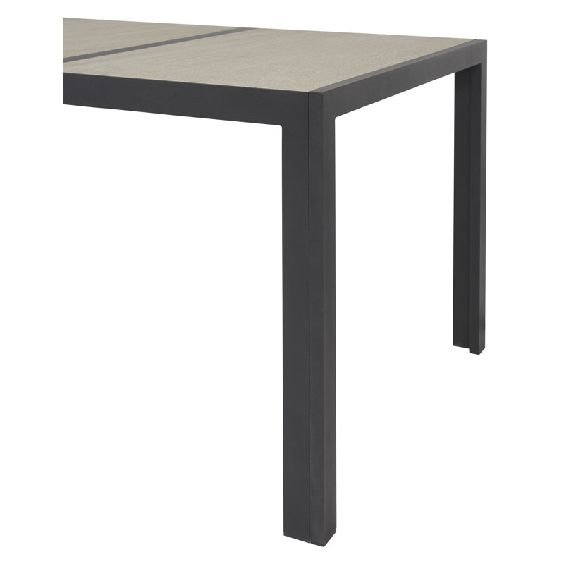 Kapila Rectangular Metal Outdoor Dining Table , 195cm cm W 90cm cm D, Beige
