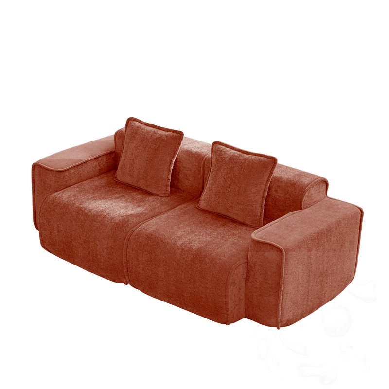 Canapé modulaire à 2 places sans os avec coussins décoratifs, Rouge