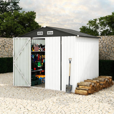 Remise de rangement extérieure en métal 6 pi x 8 pi avec porte verrouillable et évents, remise à outils de jardin pour la cour, le patio et la pelouse