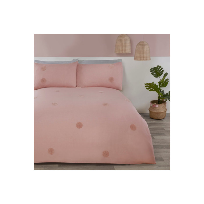 Beshore Polyester Solid Colour Duvet Cover Set with Pillowcases Included, Double Duvet Cover + 2 Standard Pillowcases, Blush