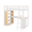 Lit mezzanine simple avec échelle, bureau et tablettes