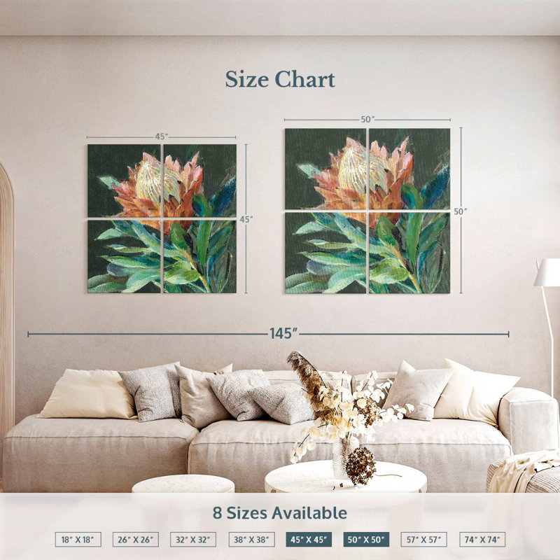 Harnek Deep Protea, 50" H x 50" W