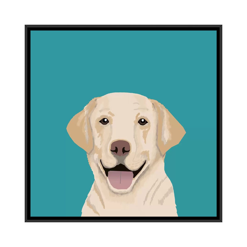 « labrador », impression sur toile tendue, H 18 po x l 18 po x P 1,5 po, Toile avec cadre noir, Pas de tapis