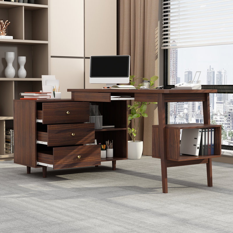 Intisaar L-Shape Desk, Brown