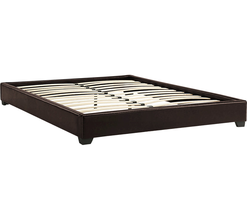 Lit plateforme en tissu d'ameublement Alex, Double, Brun