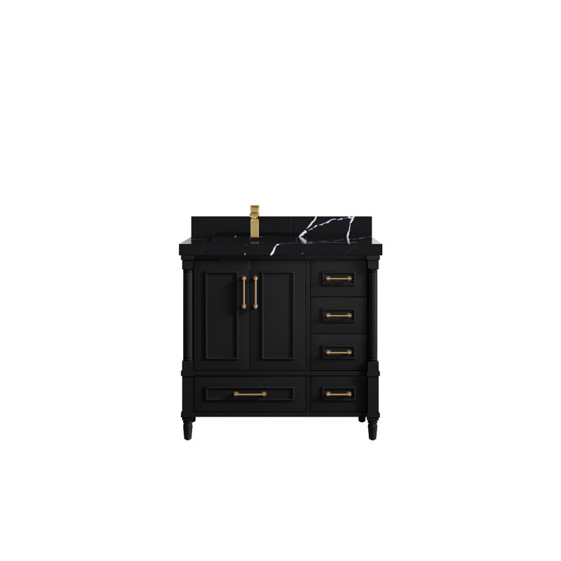 Ensemble de meuble-lavabo simple 36 po Aberdeen, Noir Calacatta