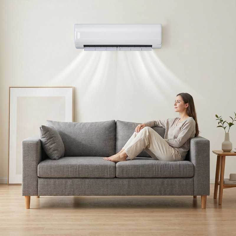 Thermopompe murale et sans conduit 24 000 BTU, 19 SEER2, 230 V, compatible avec Alexa, économiseur d'énergie, 1500 pi2 Pi. Couverture