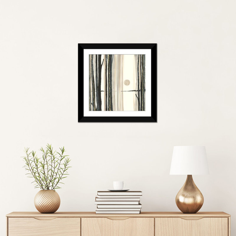 « through the trees iv », impression sur toile, H 24 po x l 24 po x P 1 po, Papier d'art encadré noir, Blanc