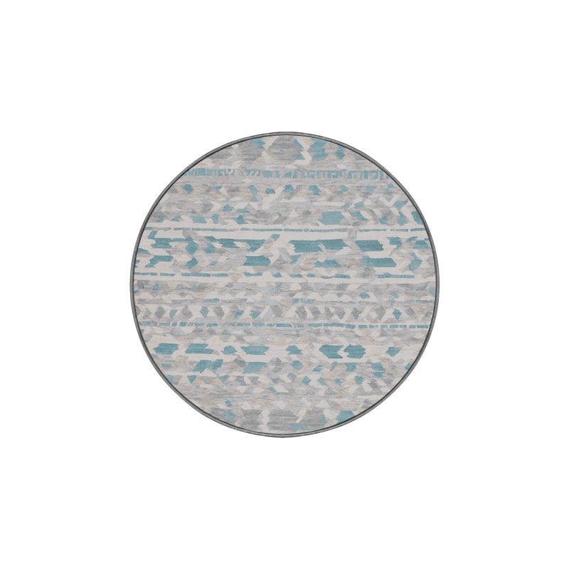 Machine Washable Gray Area Rug, Round 3'