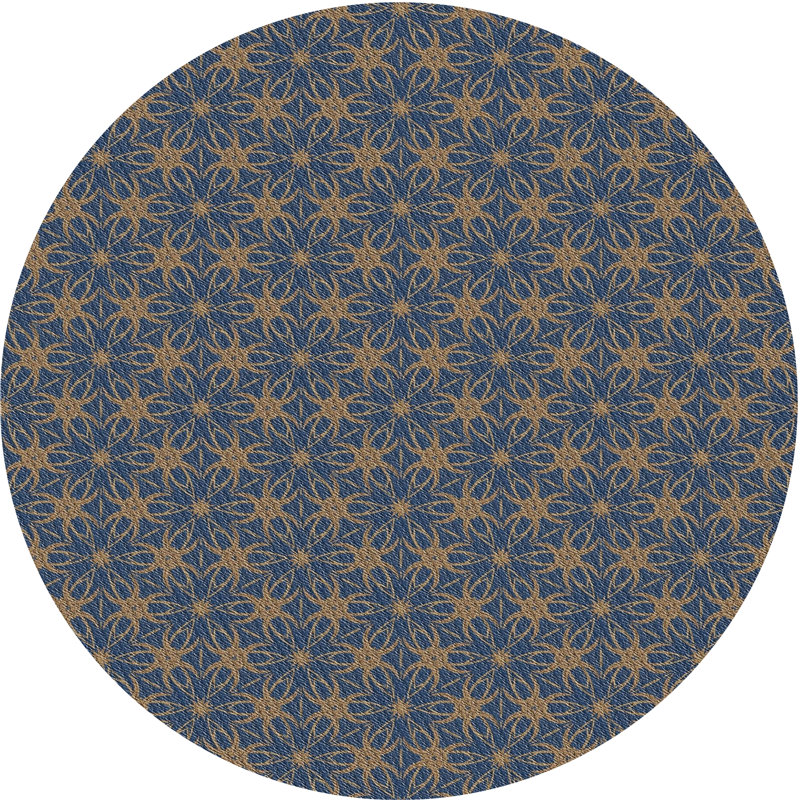 Tapis jaune/bleu marine à motifs Hinojosa, Rond 5 pi