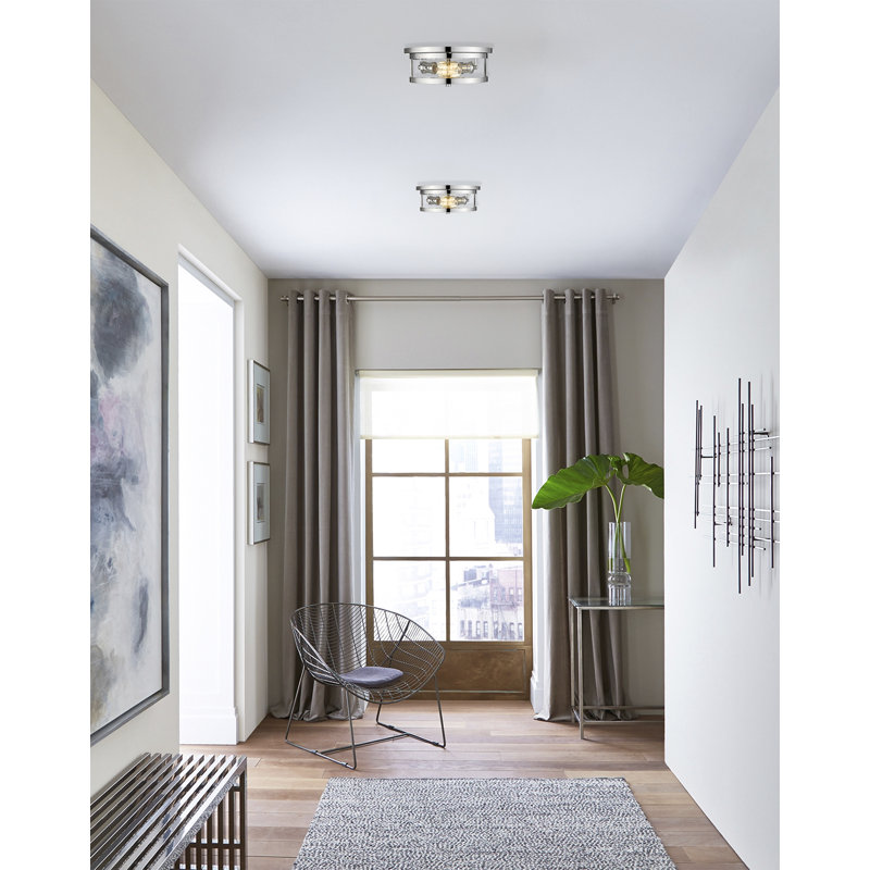 Transitional 2 Light Round Flush Mount, Silver