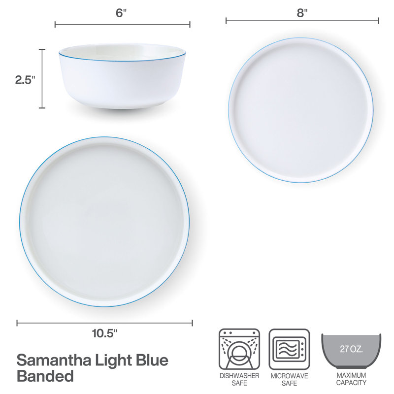 Service de table 12 pièces Mikasa Samantha, Blanc / Bleu