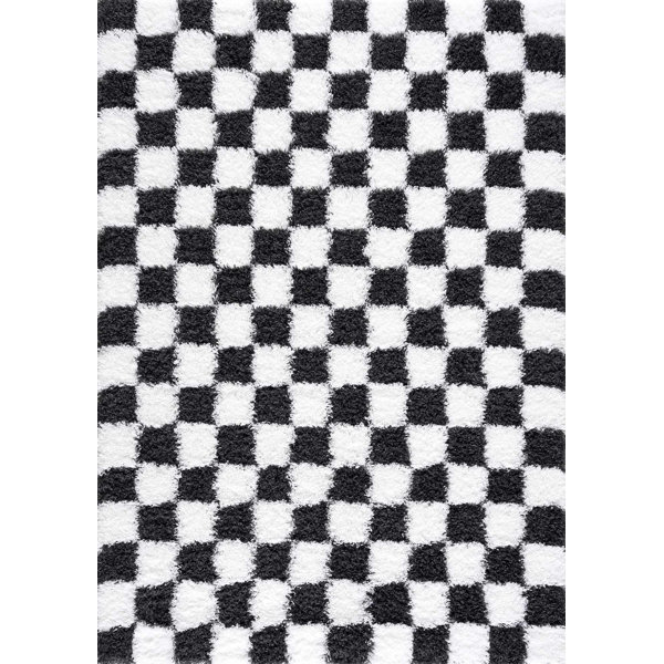 Black and White Checkers Indoor/ Outdoor Rug