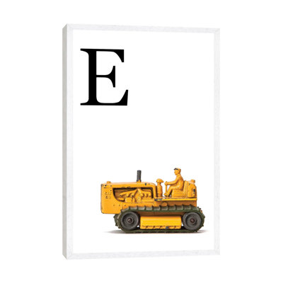 E Bulldozer Yellow White Letter - Print on Canvas