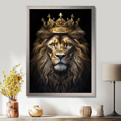 Majestic Lion King With Golden Crown I - Lion Canvas Prints