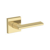 Anaheim Hills Passage Lever with Contemporary Square Rose in Unlacquered Brass
