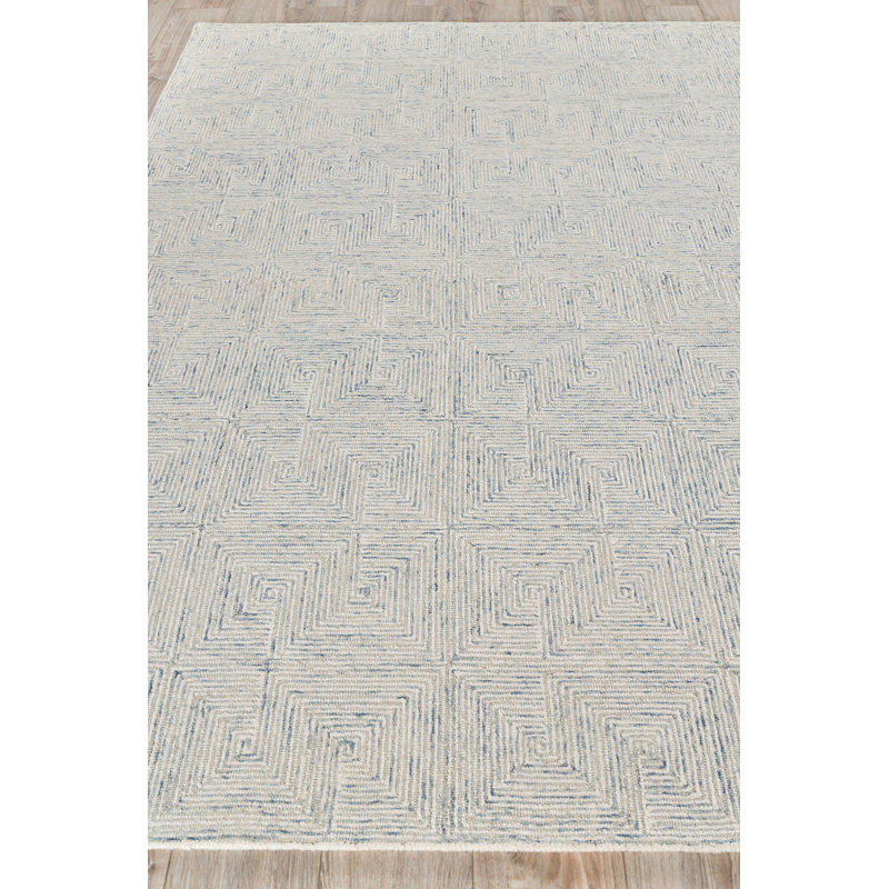 Caprice Wool Geometric Area Rug, Rectangle 9' x 12', Light Blue/Ivory