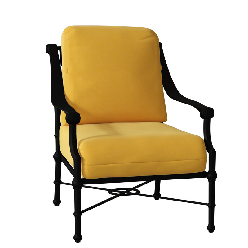 Delphi Aluminum Outdoor Lounge Chair, Textured Black, Denver Scarlett Sunbrella®