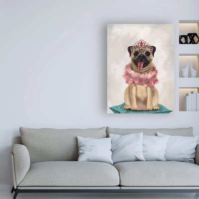 Reproduction d’art sur toile « Carlin Princess on Cushion » par Fab funky