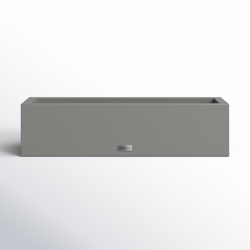 Gray Rectangular Plastic Window Box Planter with Drainage Holes