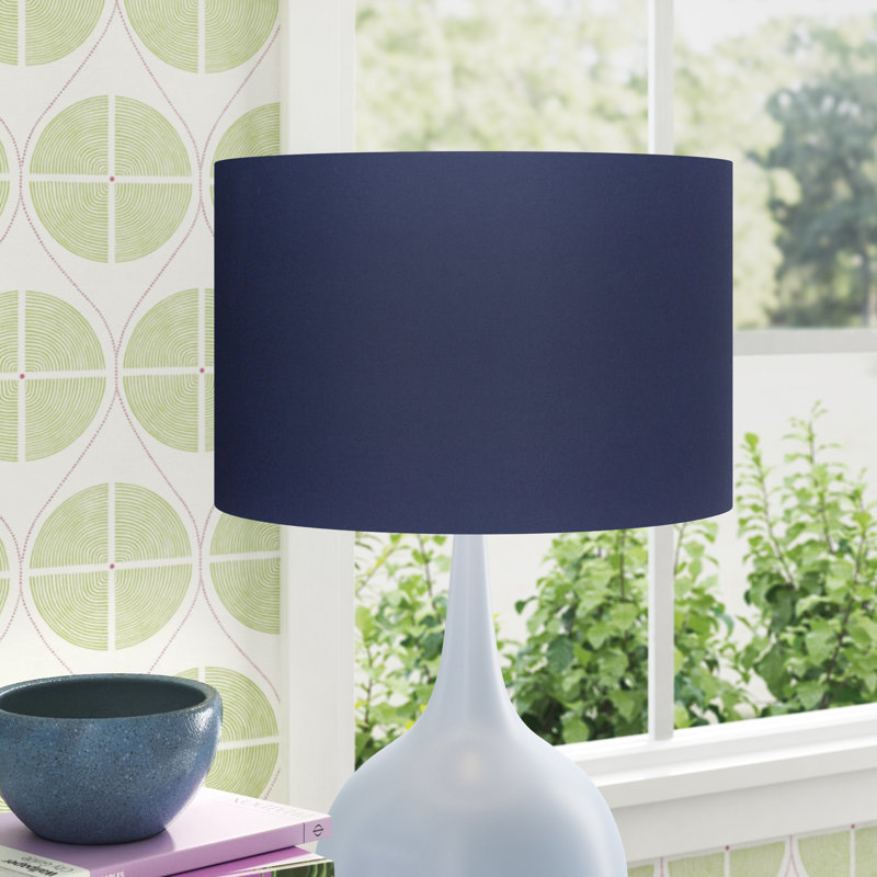 Cotton Drum Lamp Shade ( Screw On ), Navy Blue, 35cm H x 35cm W x 35cm D