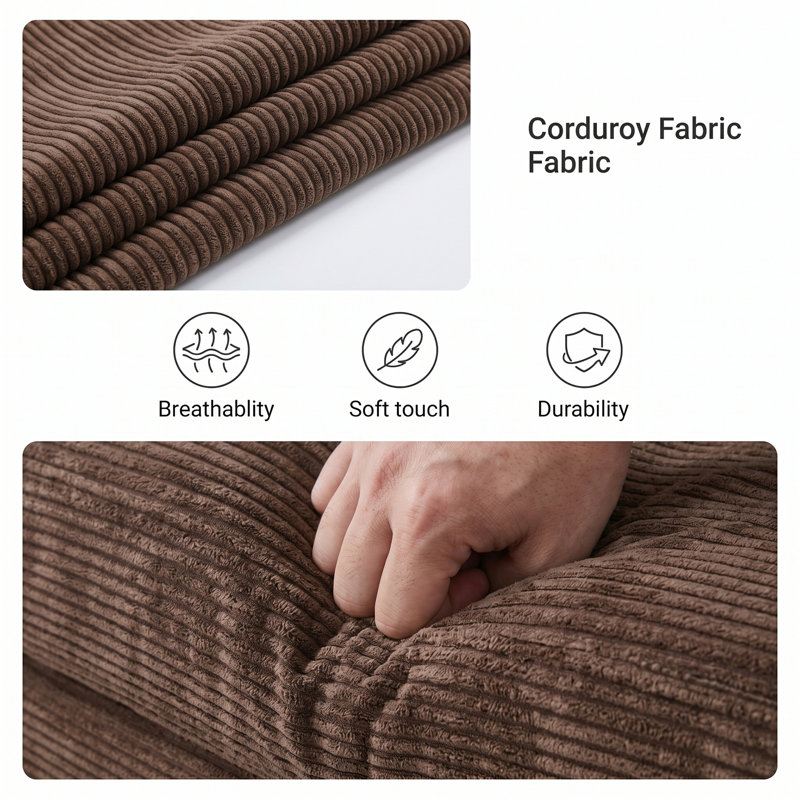 Convertible L-Shaped Sectional Sofa, 196cm 3-Seater Corner Couch with Movable Footstool, Brown