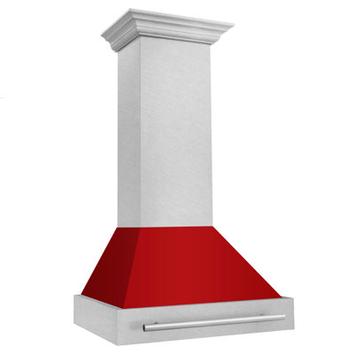 ZLINE 30 in. Satin Stainless Steel Wall Mount Range Hood with Stainless Steel Handle