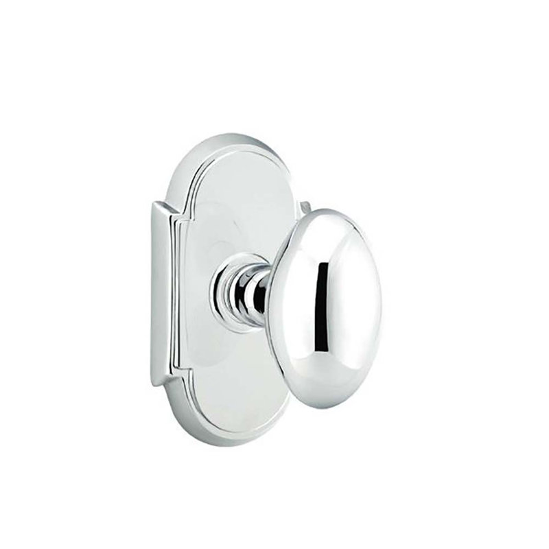 Ensemble de boutons-poussoirs à cylindre simple Emtek avec rosette et œuf n ° 8, Chrome brillant