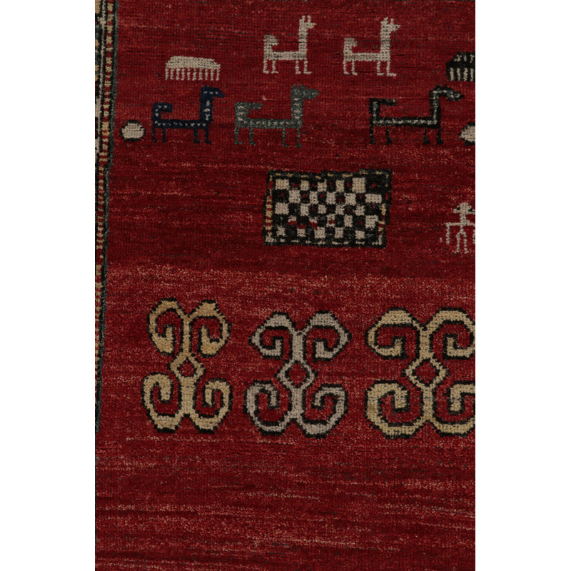 Rug & Kilim’S Antique Turkmen Rug In Red With Blue & Gold Tribal Patterns, Rectangle 10' x 14'