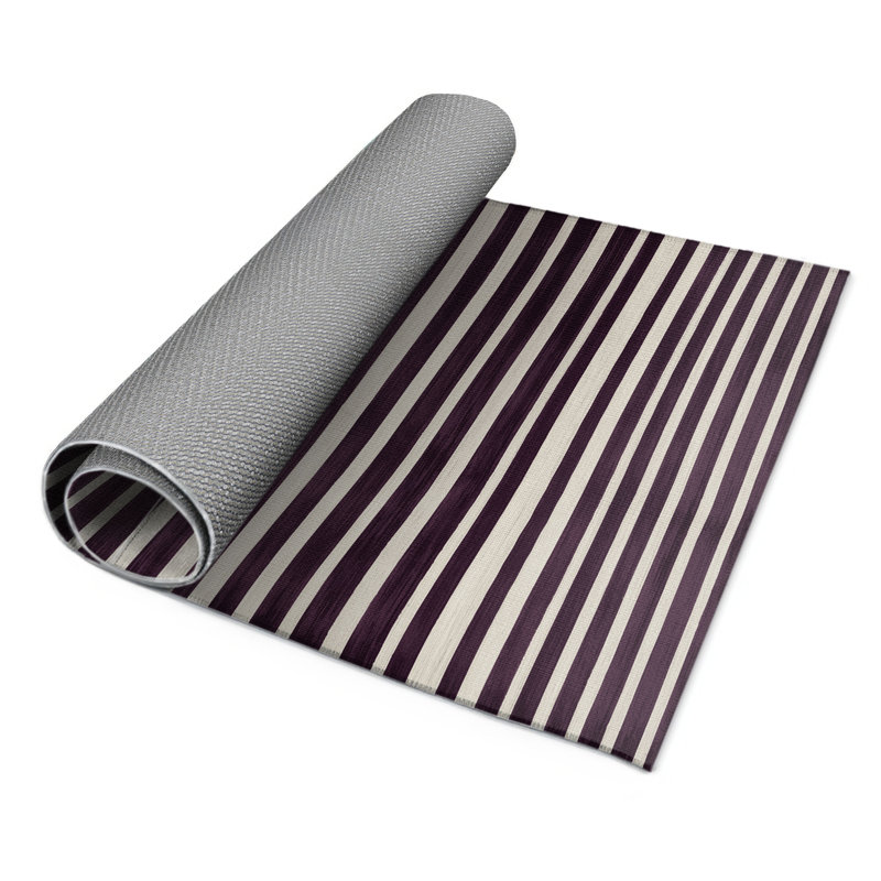 Tapis intérieur / extérieur brun HorizontalStripes, Rectangle 5 pi x 7 pi